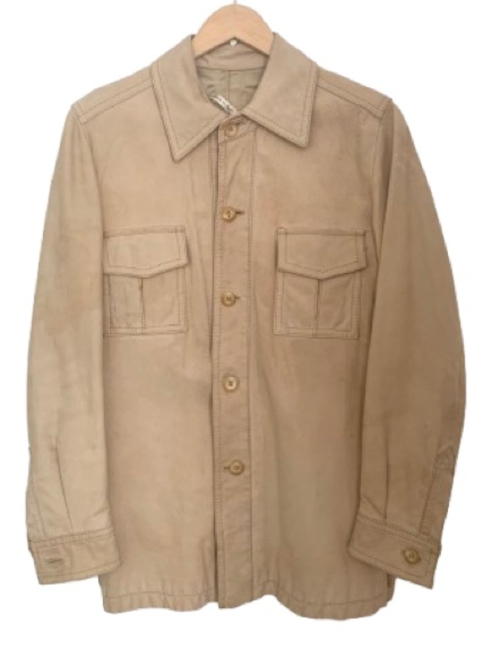 Vintage 100% Leather Button Up Workwear Utility Work Shirt Jacket Shacket CSD